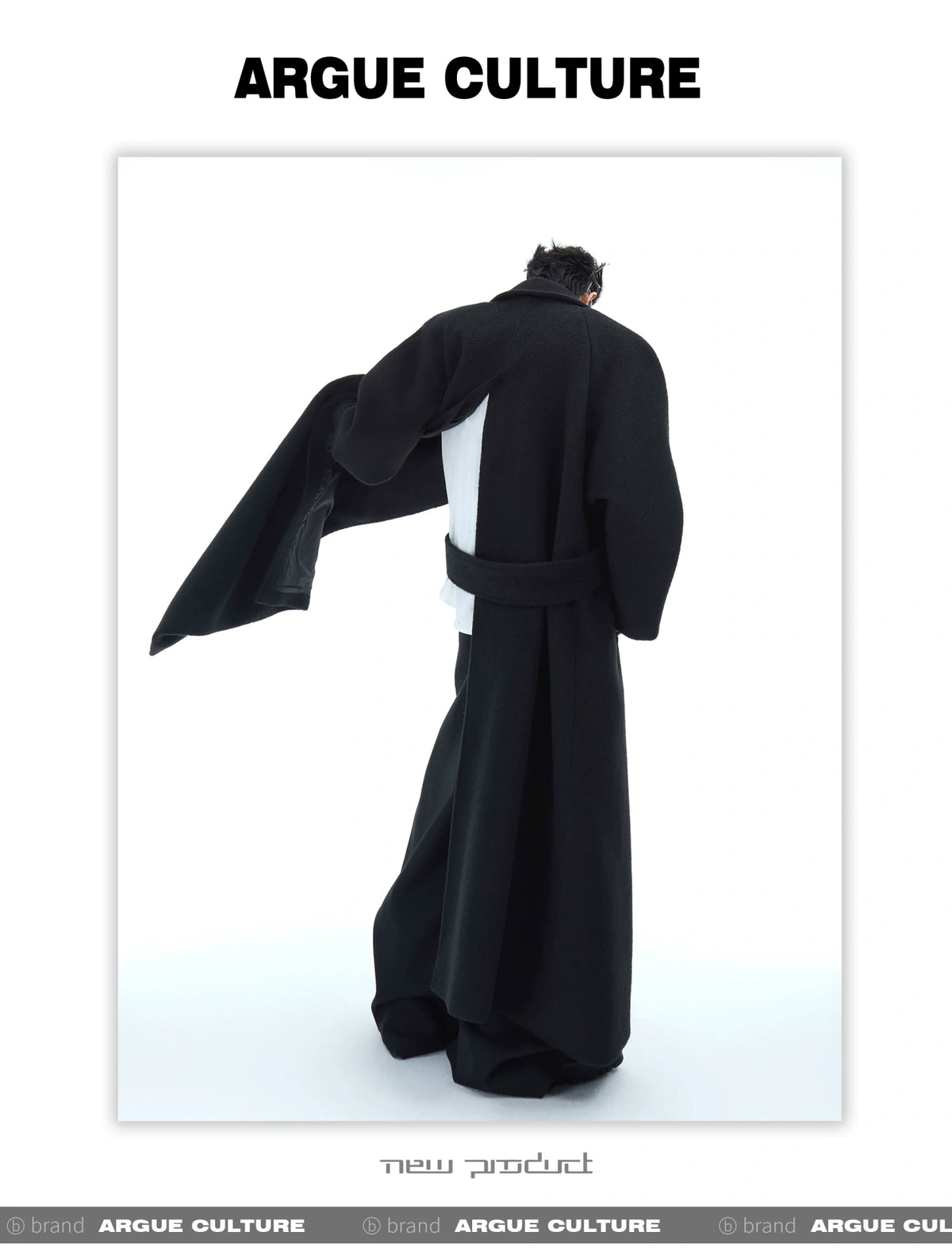 Longline Wool-Blend Overcoat with Dropped Shoulders - description image 18