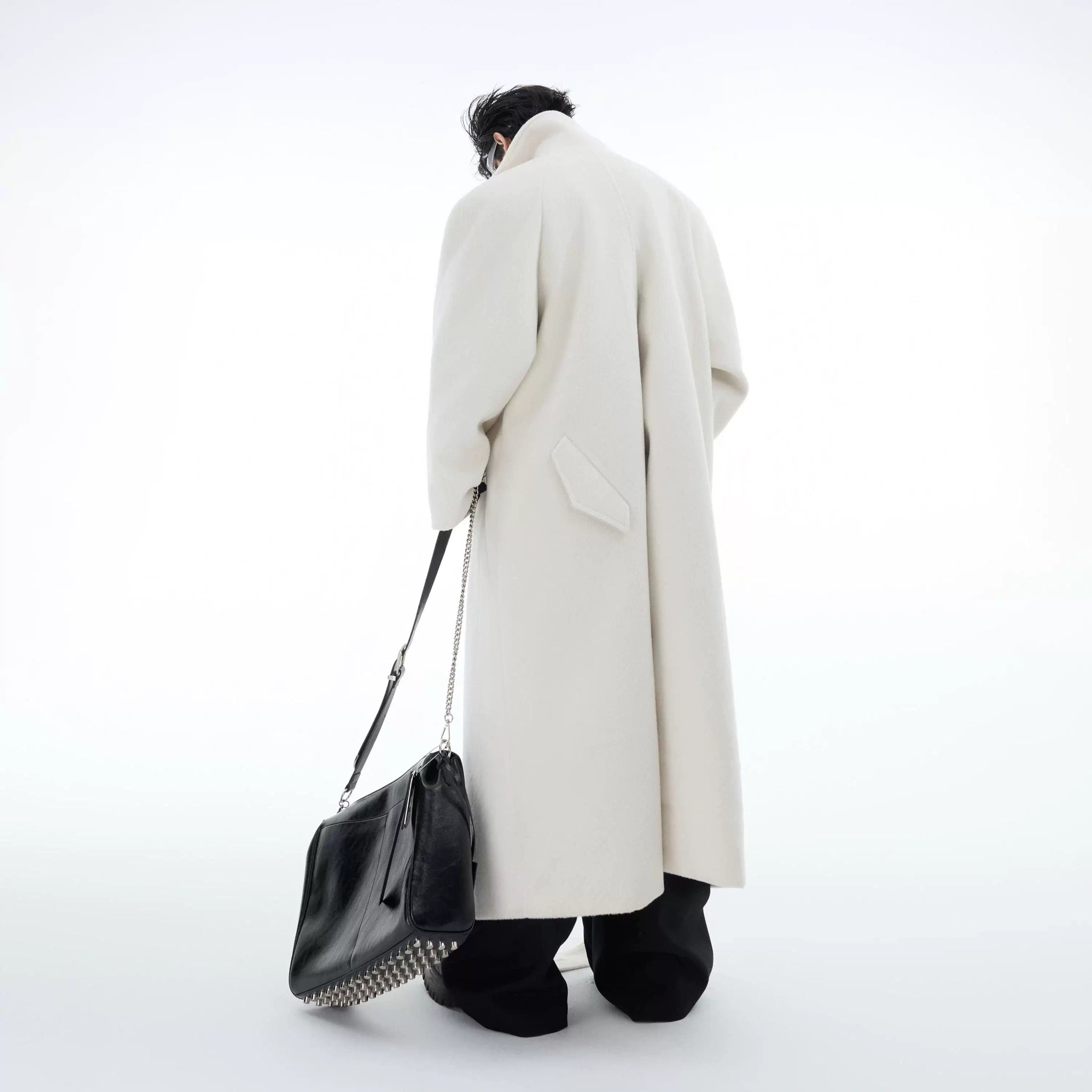 Longline Wool-Blend Overcoat with Dropped Shoulders - main image 2