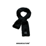 Plush Faux-Mink Scarf | Unisex Winter Streetwear - Black