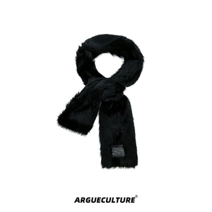 Plush Faux-Mink Scarf | Unisex Winter Streetwear - Black