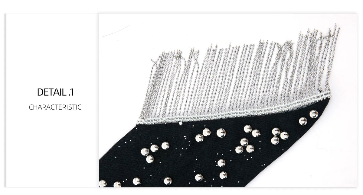 Metal Rivet Tassel Bolo Tie | Avant-Garde Accessory - description image 1