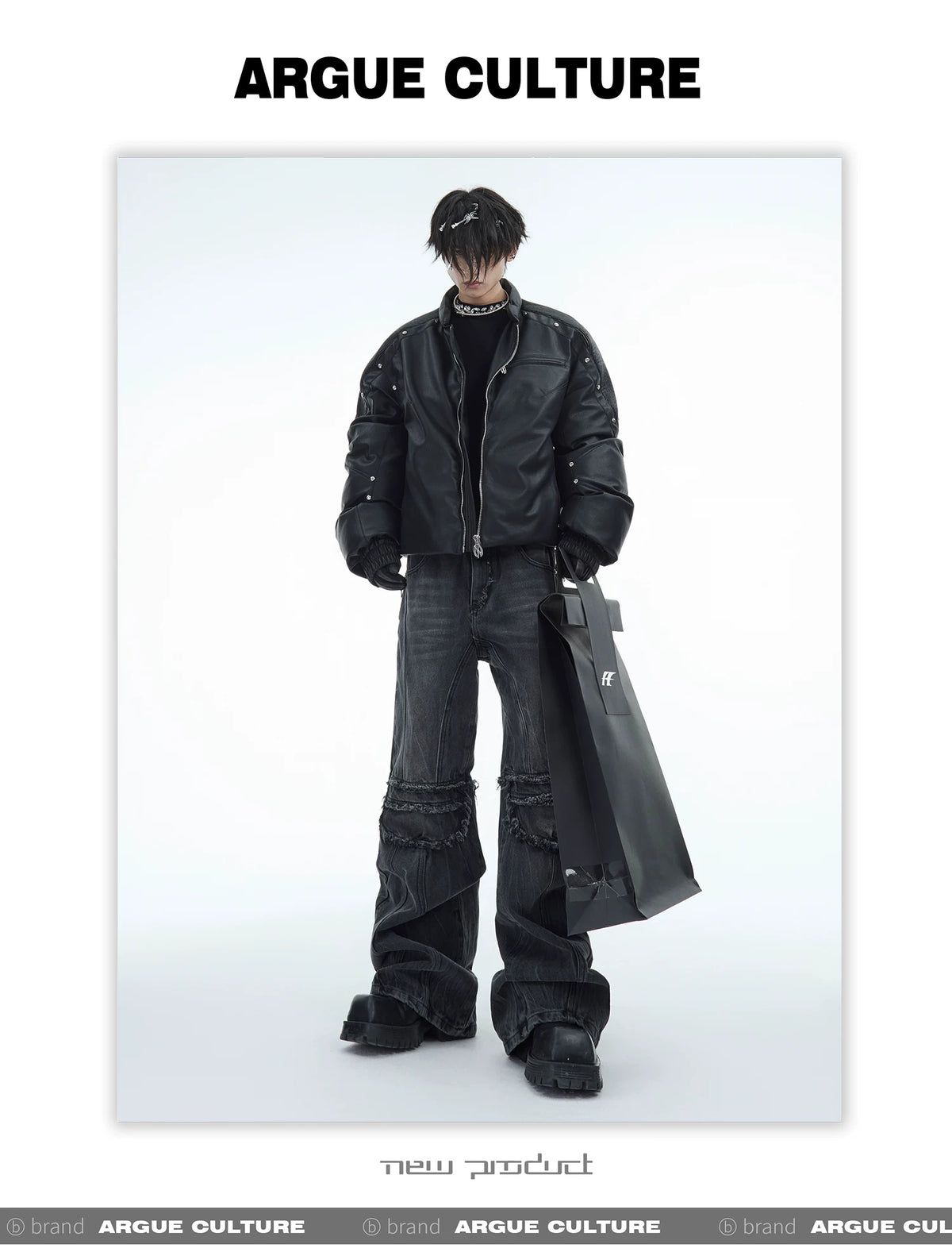 Washed Water-Ripple Frayed Straight-Leg Jeans - description image 5
