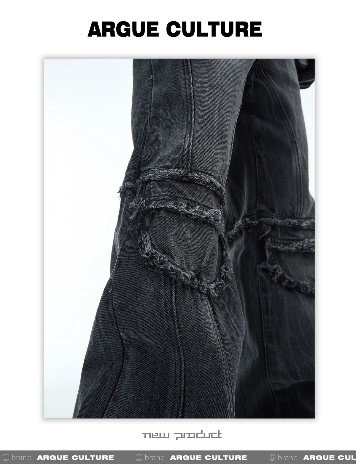 Washed Water-Ripple Frayed Straight-Leg Jeans - description image 8