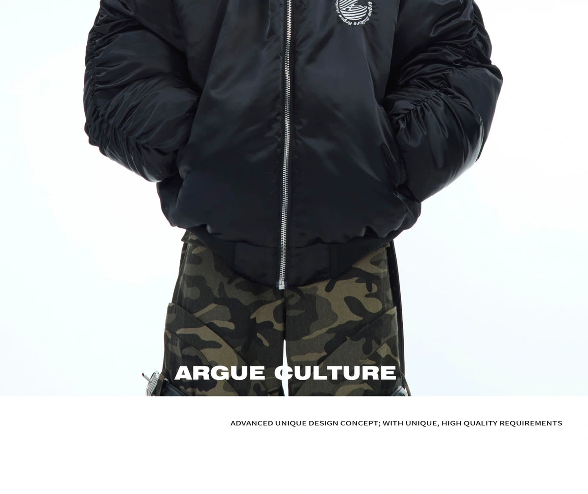 Plush Panel Nylon Bomber Jacket | Streetwear Outerwear - description image 4