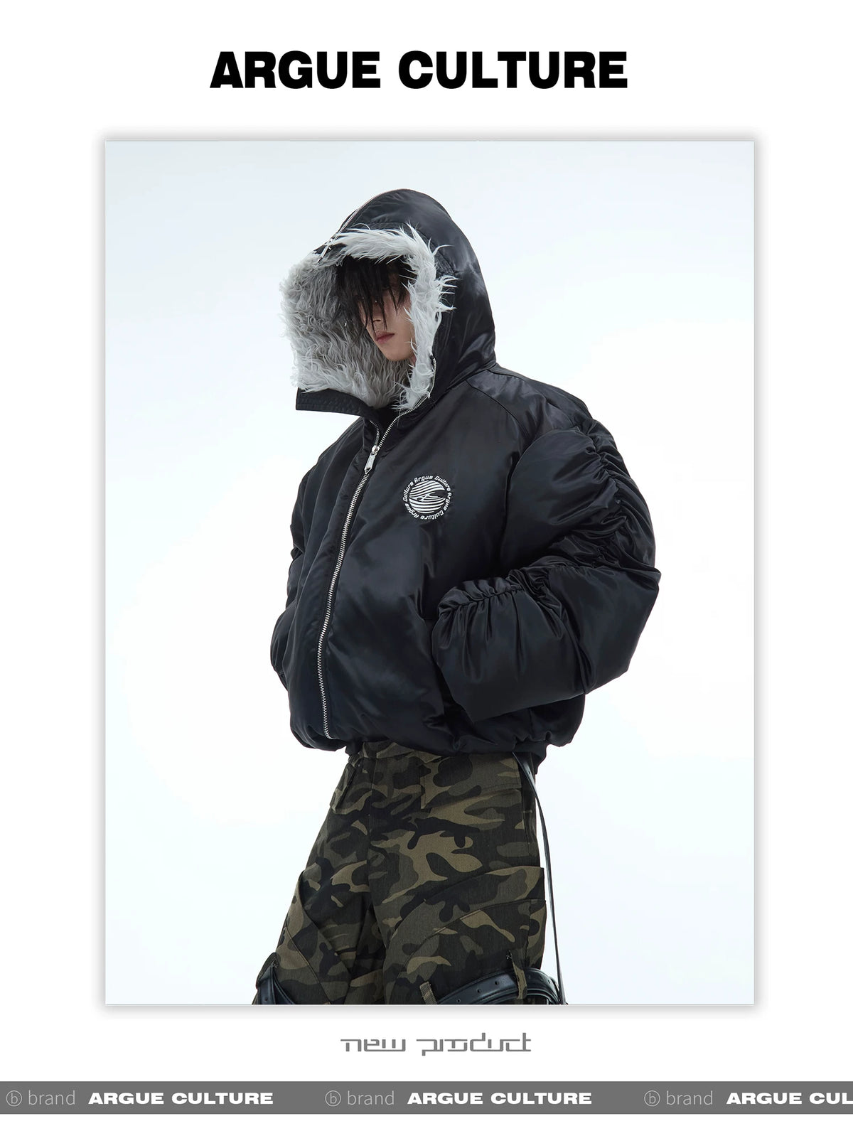 Plush Panel Nylon Bomber Jacket | Streetwear Outerwear - description image 8