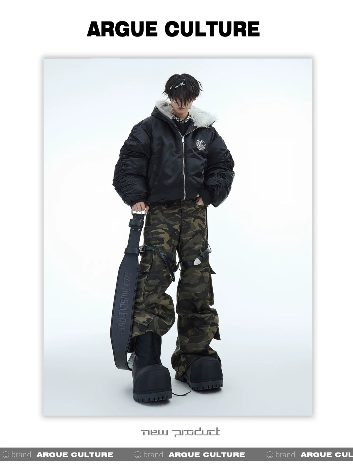 Plush Panel Nylon Bomber Jacket | Streetwear Outerwear - description image 11