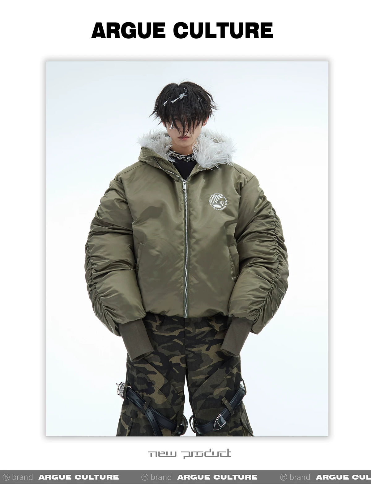 Plush Panel Nylon Bomber Jacket | Streetwear Outerwear - description image 15