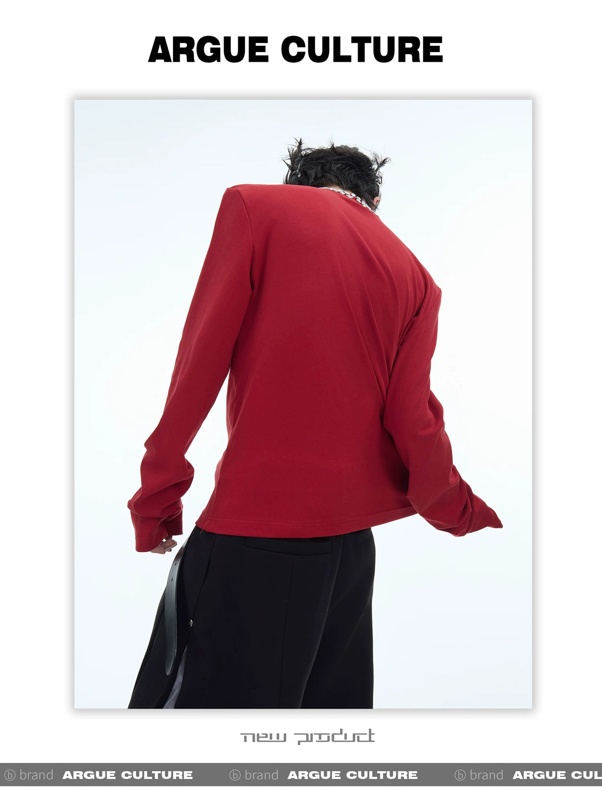 Rhinestone Cotton Blend Long-Sleeve Unisex T-Shirt - description image 8