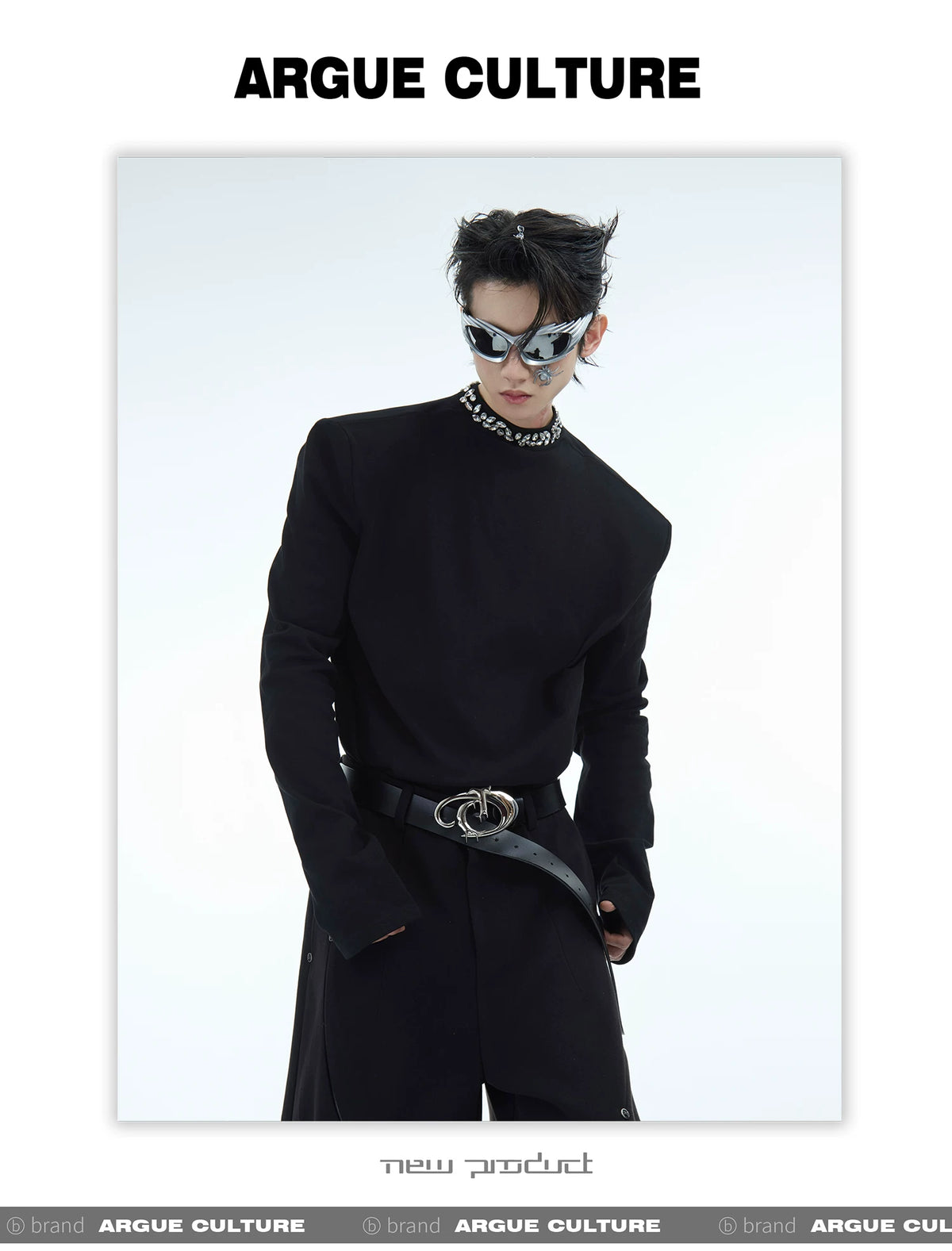 Rhinestone Cotton Blend Long-Sleeve Unisex T-Shirt - description image 12