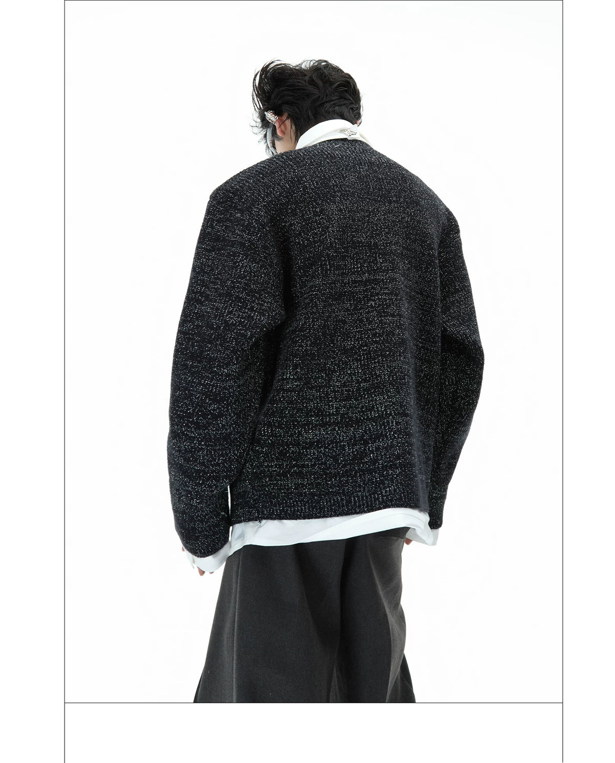 Deconstructed Tie Shirt Sweater in Black or Gray - description image 10