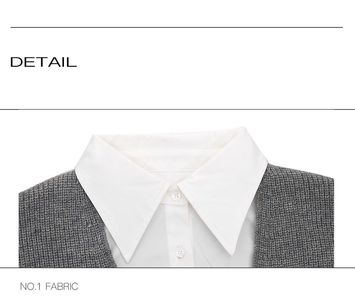 Deconstructed Tie Shirt Sweater in Black or Gray - description image 18