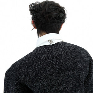 Deconstructed Tie Shirt Sweater in Black or Gray - main image 3