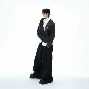 Deconstructed Tie Shirt Sweater in Black or Gray - main image 4