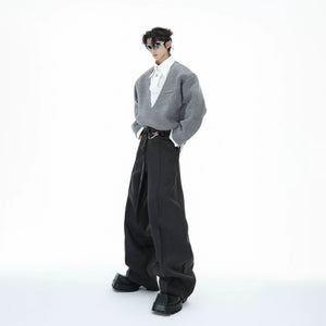 Deconstructed Tie Shirt Sweater in Black or Gray - main image 5