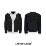 Deconstructed Tie Shirt Sweater in Black or Gray - Black
