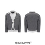 Deconstructed Tie Shirt Sweater in Black or Gray - Gray