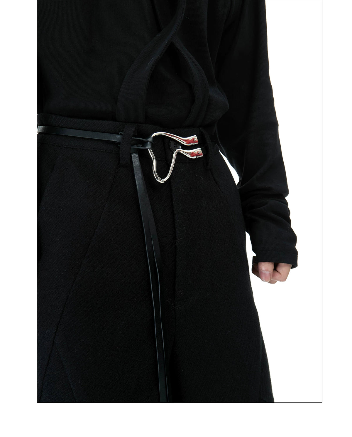 Deconstructed Relaxed Straight-Leg Trousers | Red or Black - description image 8