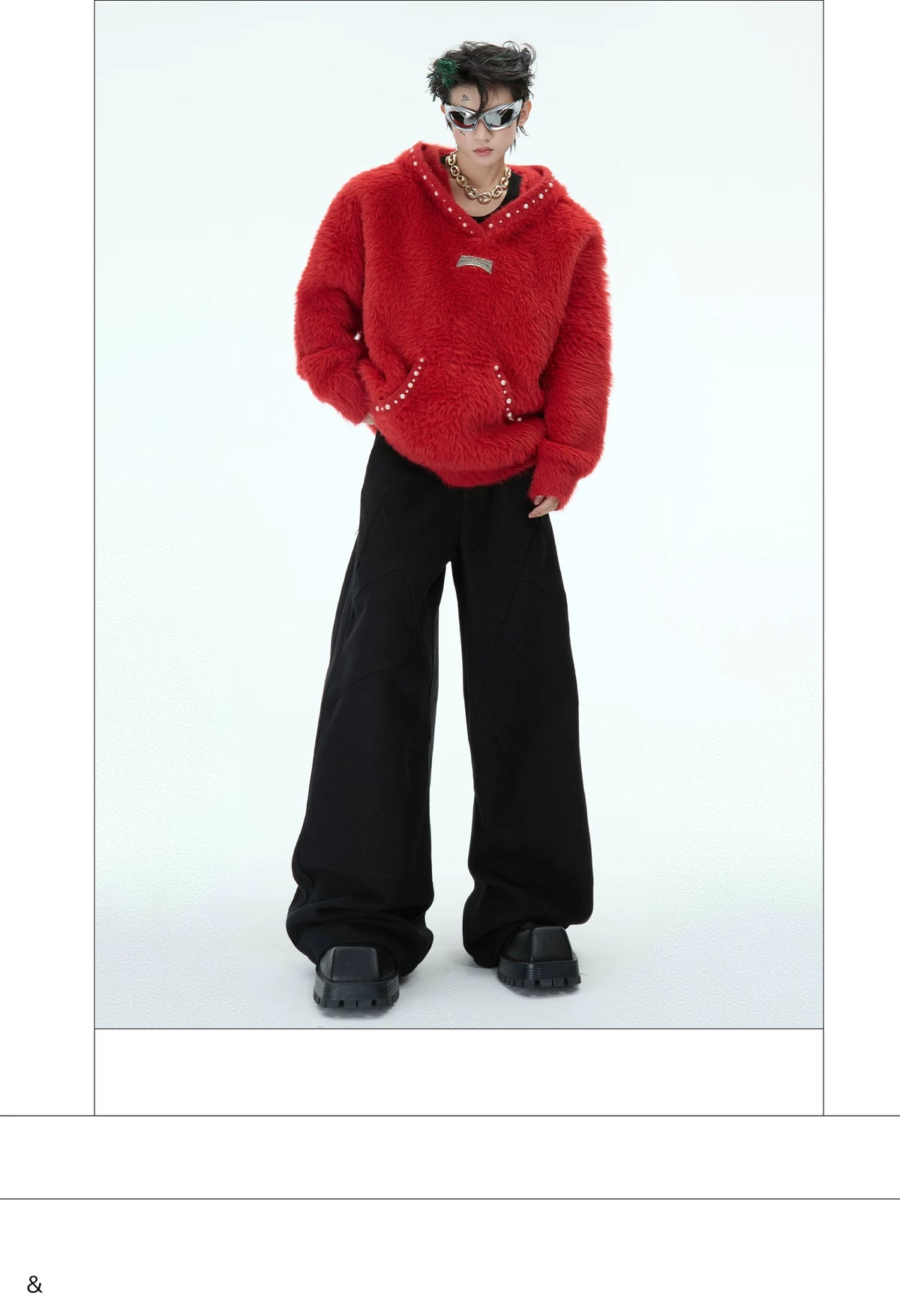 Deconstructed Relaxed Straight-Leg Trousers | Red or Black - description image 9