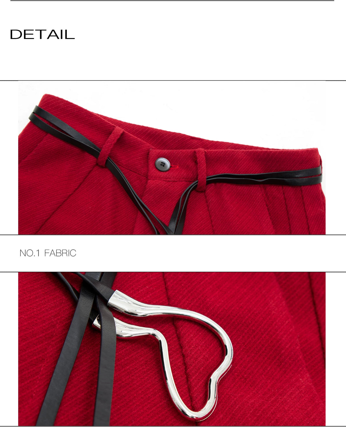 Deconstructed Relaxed Straight-Leg Trousers | Red or Black - description image 11