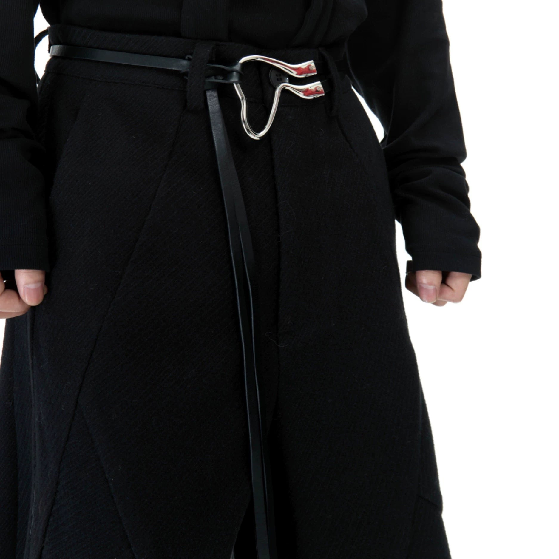Deconstructed Relaxed Straight-Leg Trousers | Red or Black - main image 3