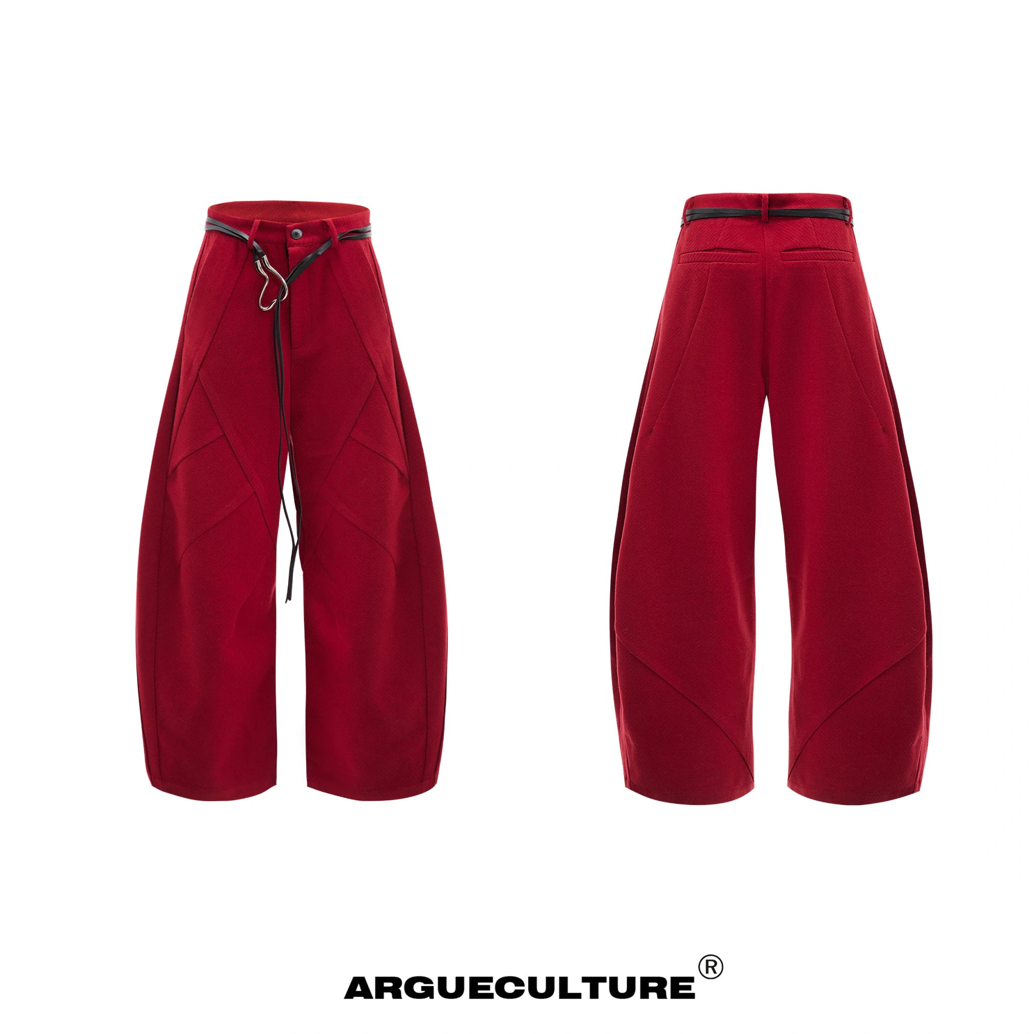 Deconstructed Relaxed Straight-Leg Trousers | Red or Black - Red Trousers