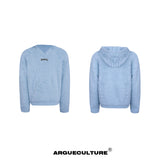 Hooded Pearl-Trim Sweater | Relaxed Faux-Mink Style - Blue
