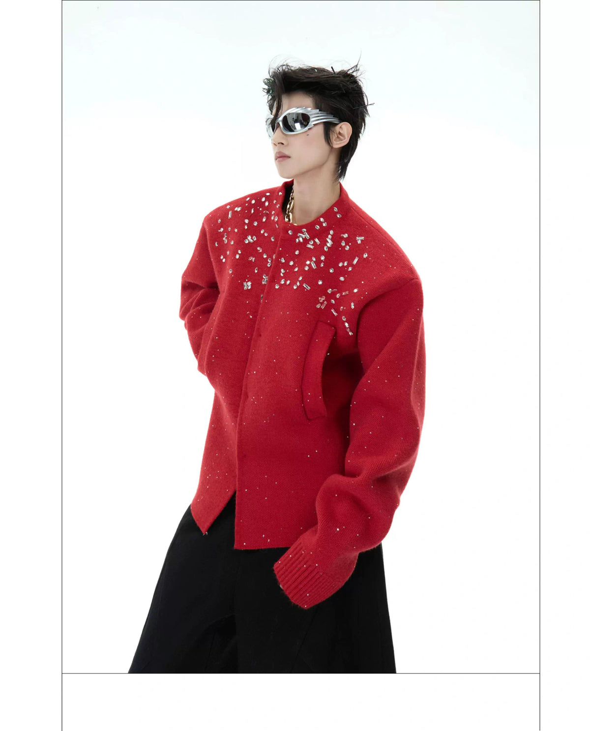 Rhinestone Snowflake Cardigan Sweater | Relaxed Fit - description image 8