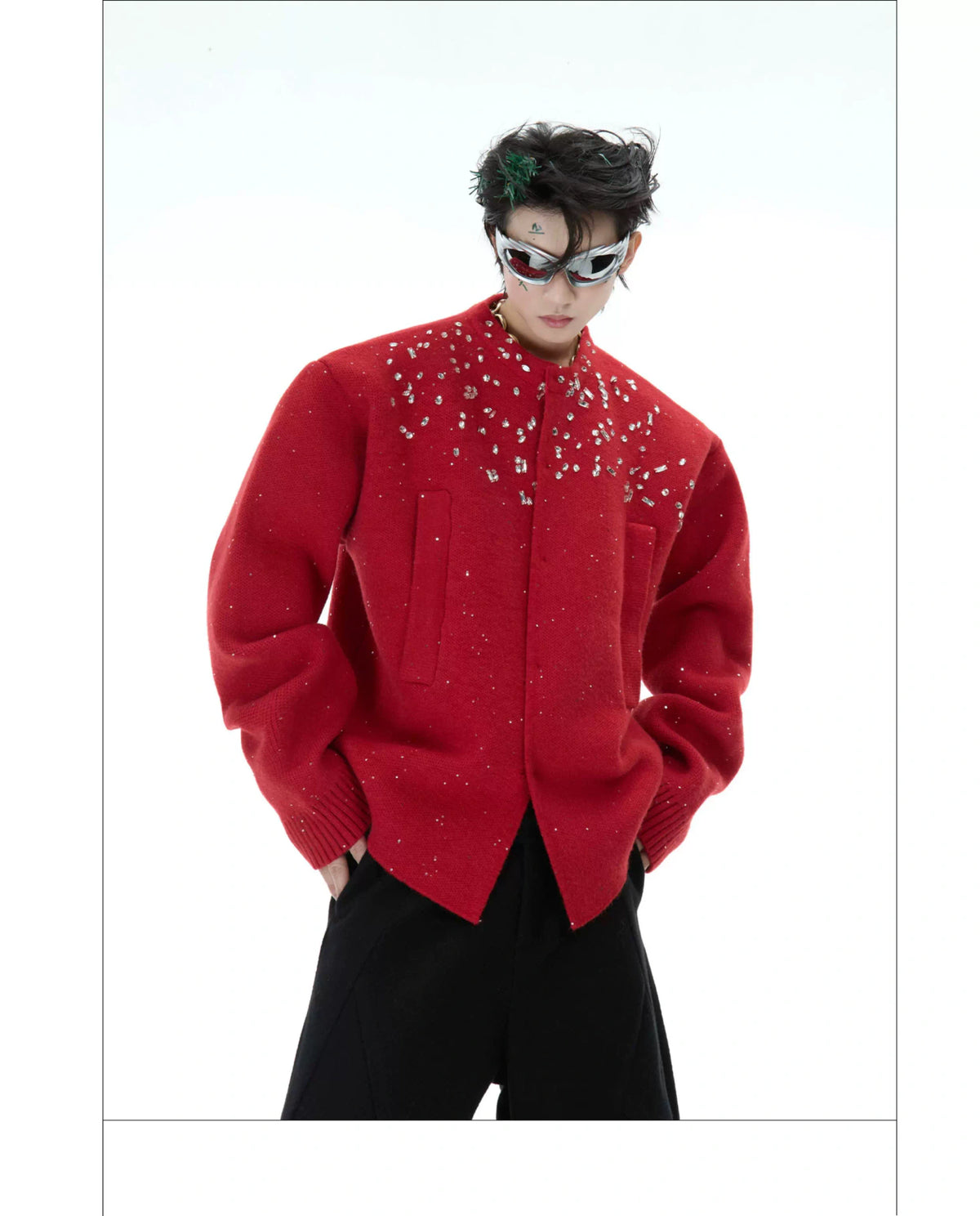 Rhinestone Snowflake Cardigan Sweater | Relaxed Fit - description image 9