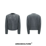Rhinestone Snowflake Cardigan Sweater | Relaxed Fit - Gray
