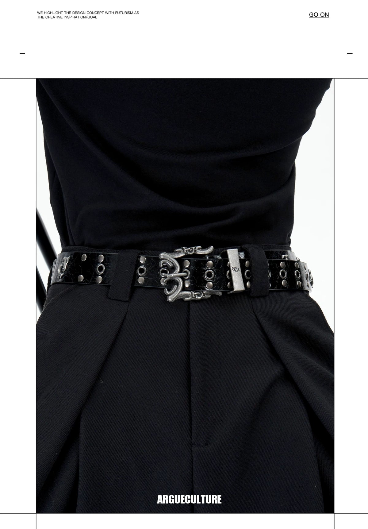 Retro Metal Logo Studded Belt for Punk Streetwear - description image 3