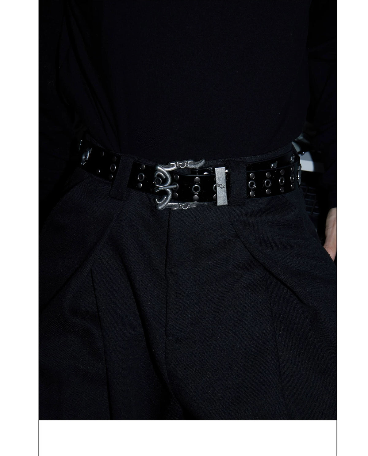 Retro Metal Logo Studded Belt for Punk Streetwear - description image 8