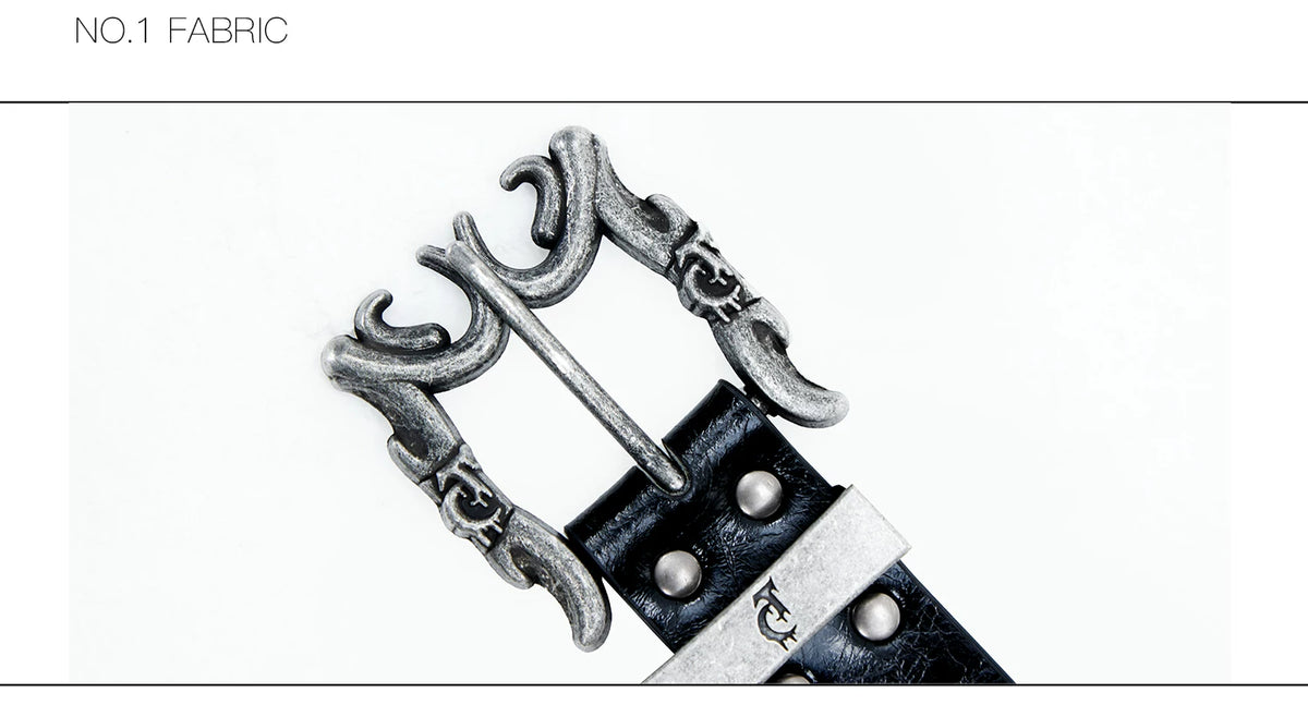 Retro Metal Logo Studded Belt for Punk Streetwear - description image 11