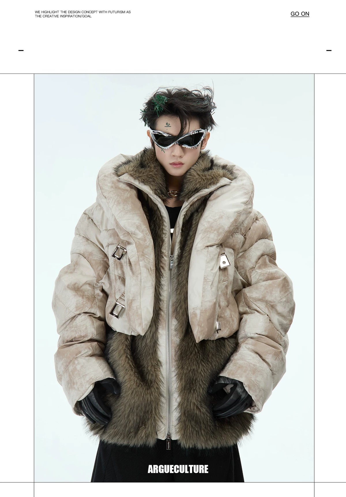 Deconstructed Faux-Two-Piece PU Puffer Jacket | Cleanfit - description image 4