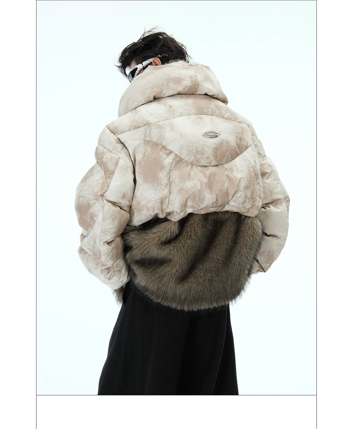 Deconstructed Faux-Two-Piece PU Puffer Jacket | Cleanfit - description image 7
