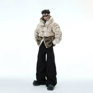 Deconstructed Faux-Two-Piece PU Puffer Jacket | Cleanfit - main image 3