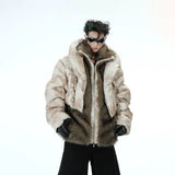 Deconstructed Faux-Two-Piece PU Puffer Jacket | Cleanfit - White