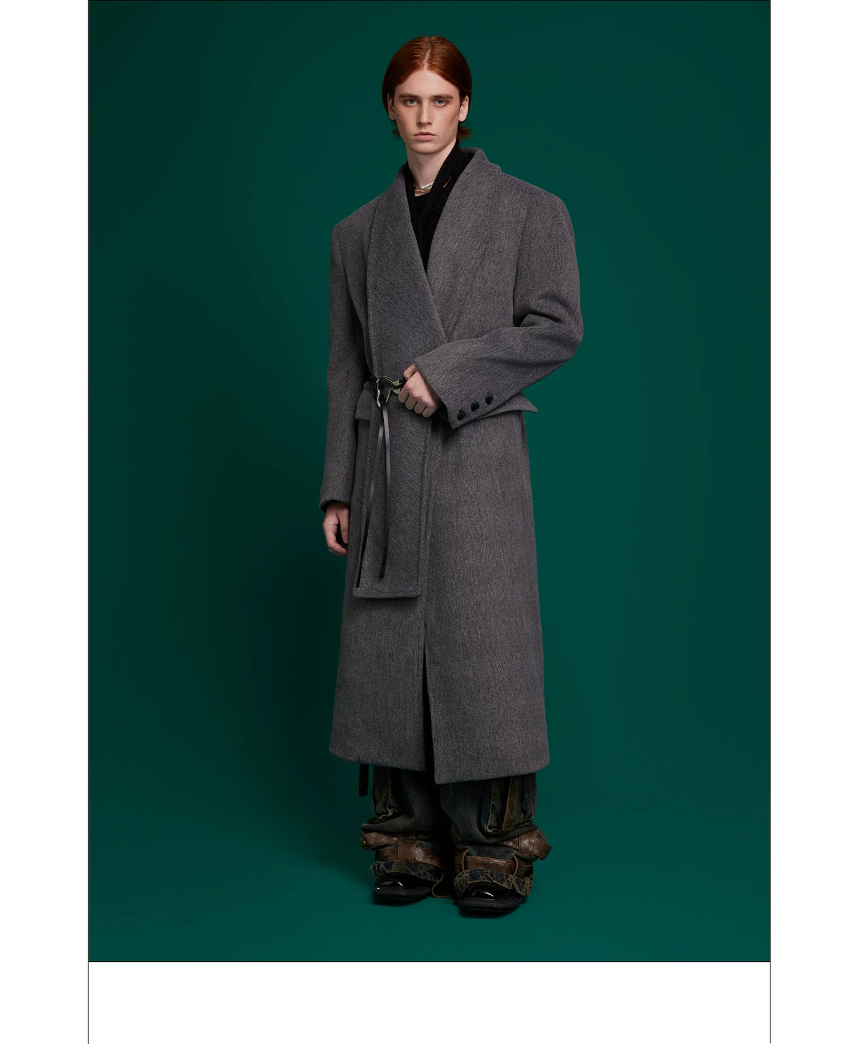 Metal Strap Longline Coat | Deconstructed Outerwear - description image 5