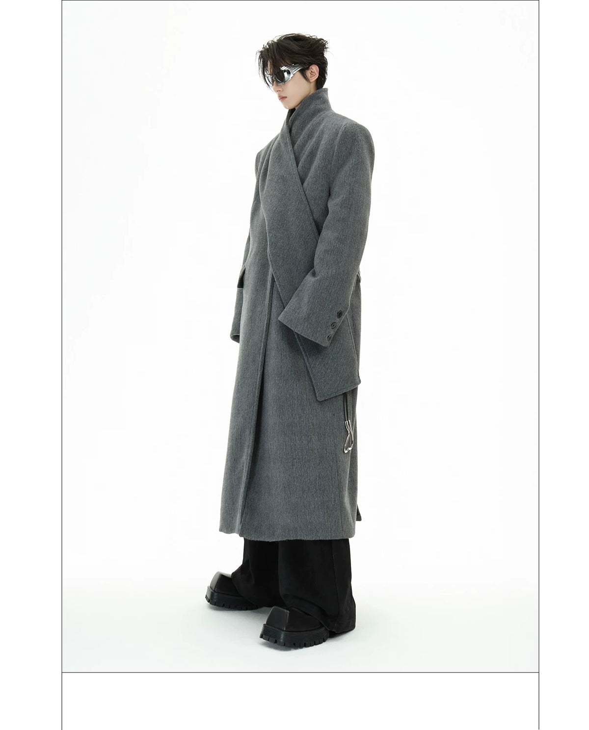 Metal Strap Longline Coat | Deconstructed Outerwear - description image 14
