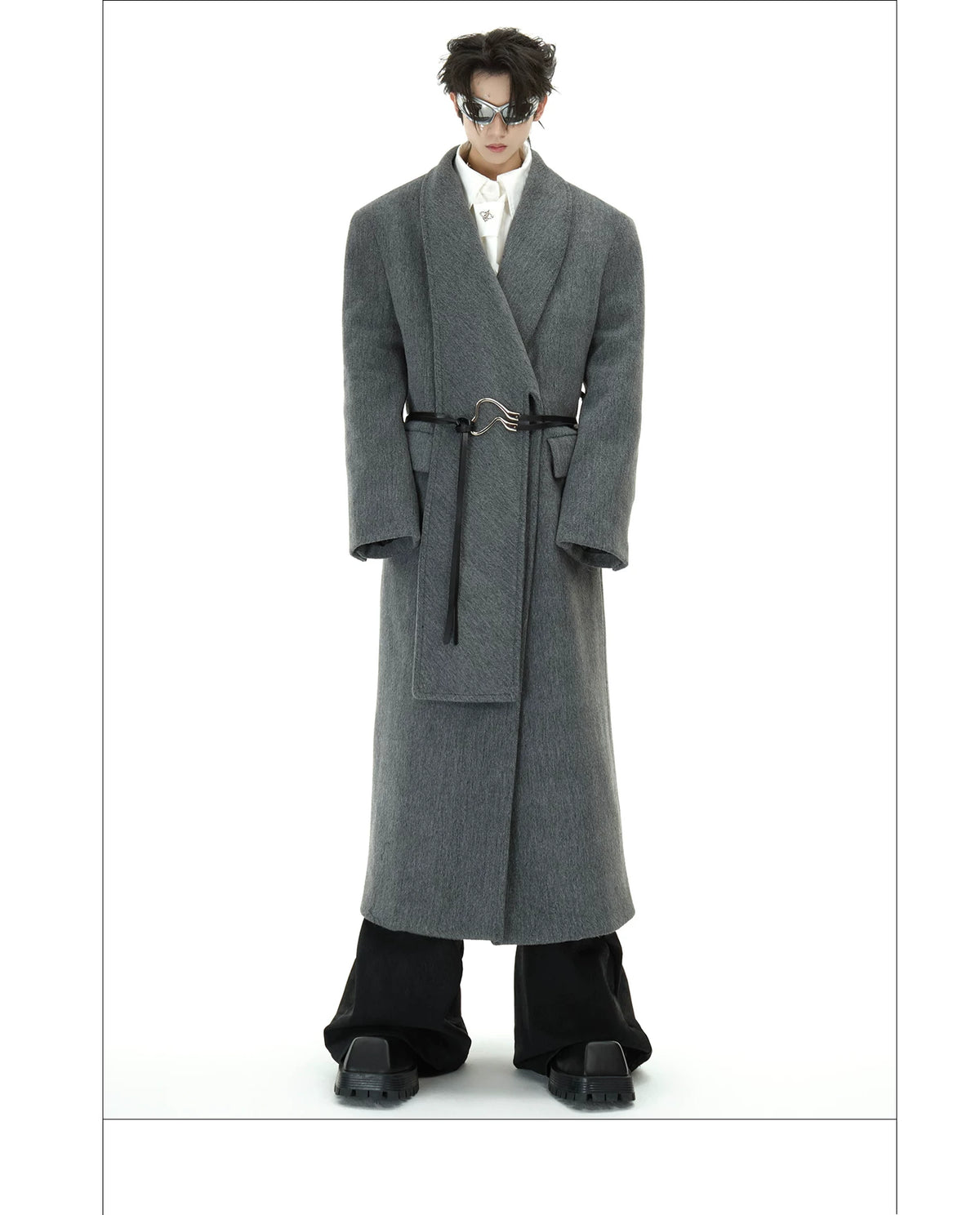 Metal Strap Longline Coat | Deconstructed Outerwear - description image 15