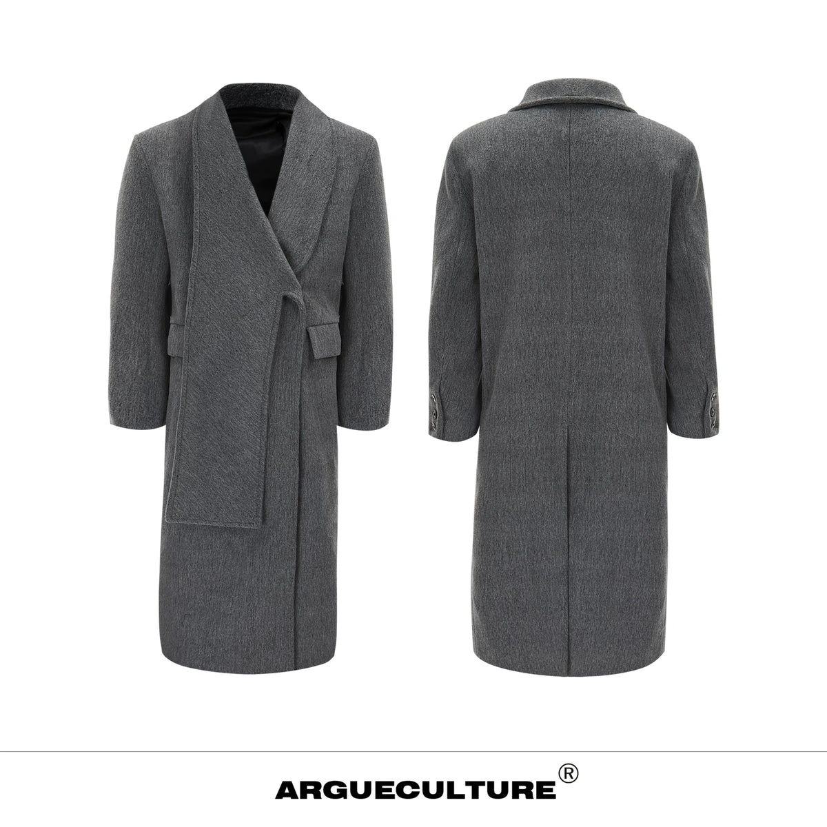 Metal Strap Longline Coat | Deconstructed Outerwear - Gray
