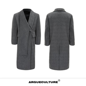 Metal Strap Longline Coat | Deconstructed Outerwear - Gray