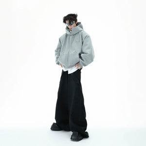 Pearl-Trim Zip Hoodie Jacket | Relaxed Streetwear - main image 5
