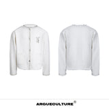 Pearl-Trim Shimmer Knit Cardigan Jacket for Unisex - White