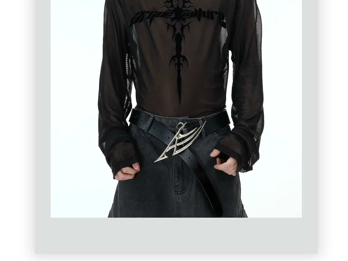 Sheer Logo Mesh Long-Sleeve Top in Slim Fit - description image 2