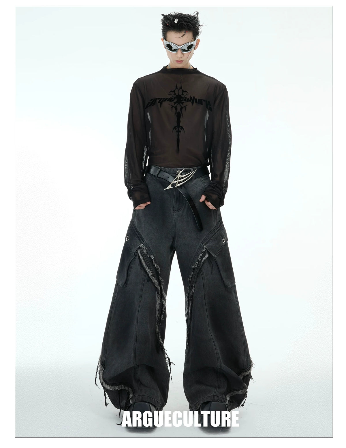 Sheer Logo Mesh Long-Sleeve Top in Slim Fit - description image 4