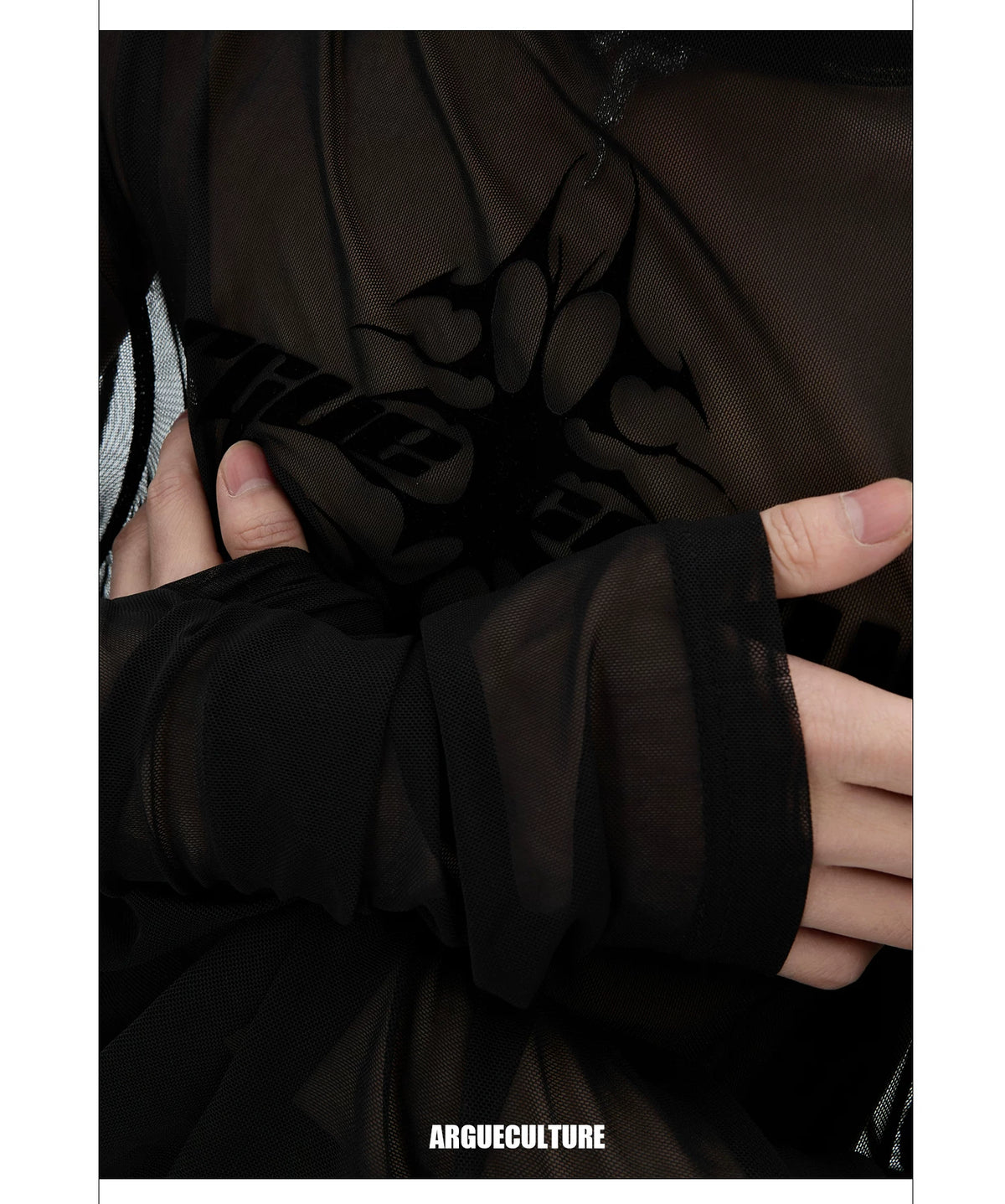 Sheer Logo Mesh Long-Sleeve Top in Slim Fit - description image 8