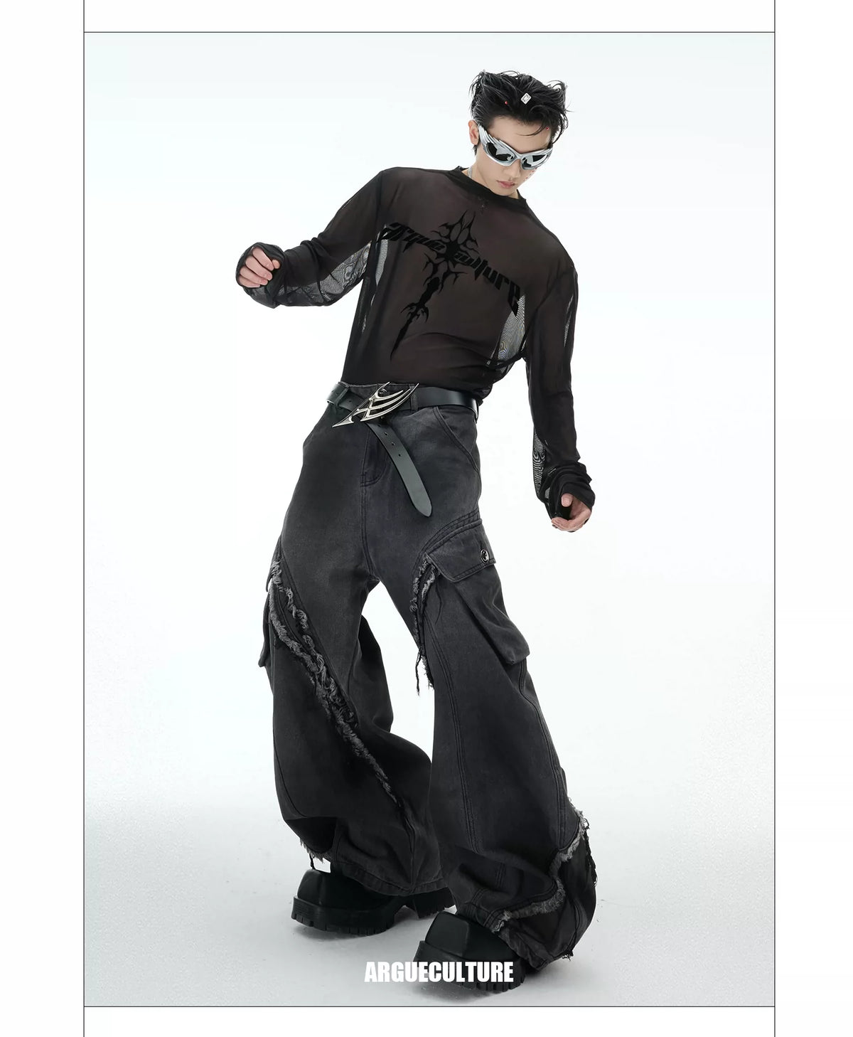 Sheer Logo Mesh Long-Sleeve Top in Slim Fit - description image 10