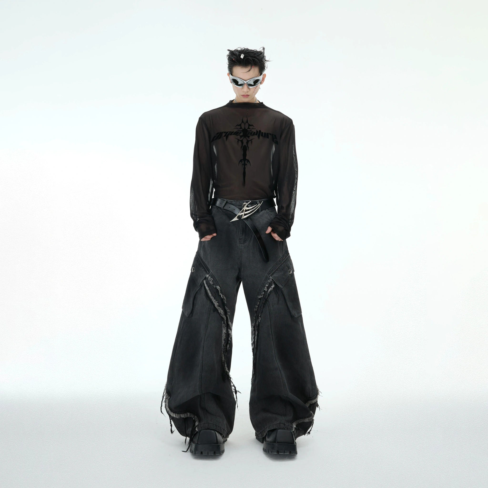 Sheer Logo Mesh Long-Sleeve Top in Slim Fit - main image 5