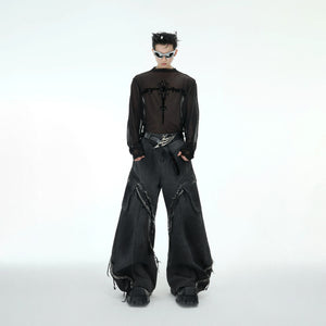 Sheer Logo Mesh Long-Sleeve Top in Slim Fit - main image 5