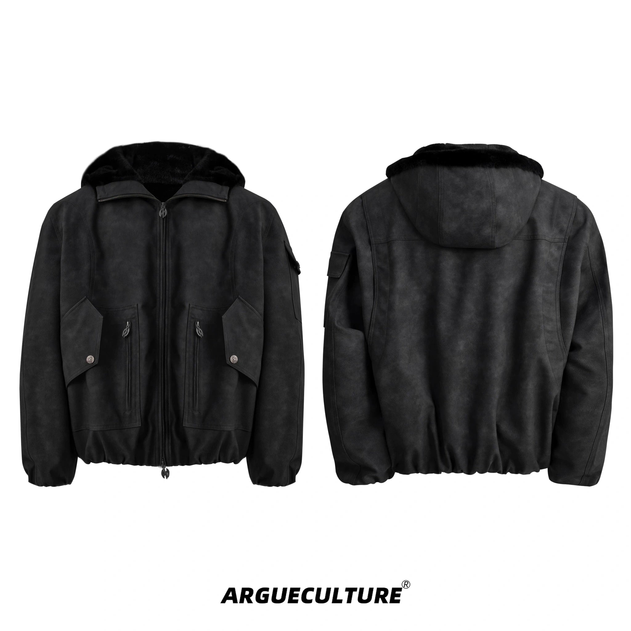 Reversible Hooded Padded Jacket | Relaxed Fit - Black